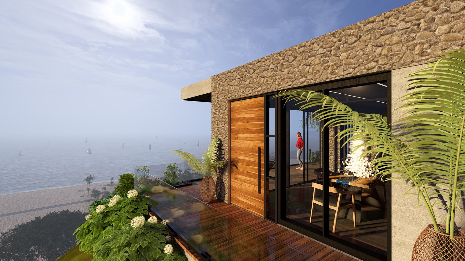 Vista tropical de la villa